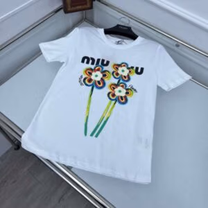Miu Miu Cotton-Blend Half-Sleeve T-Shirt