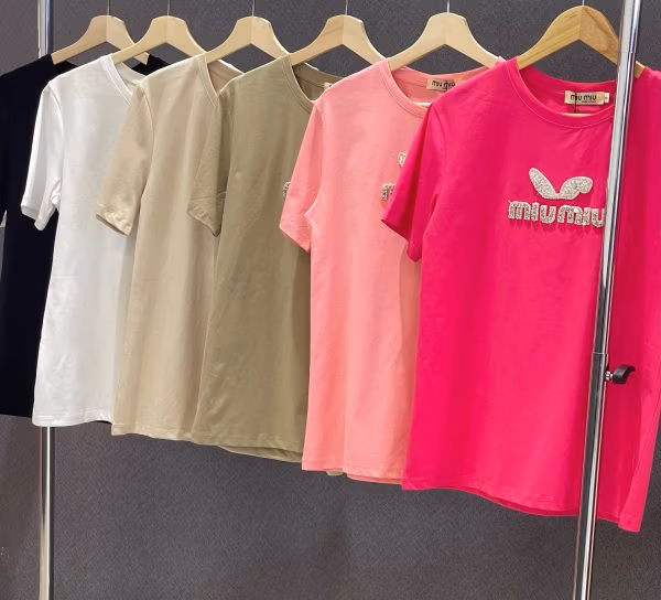 MIU MIU Regular Fit Logo T-Shirt MIU MIU Regular Fit Logo T-Shirt