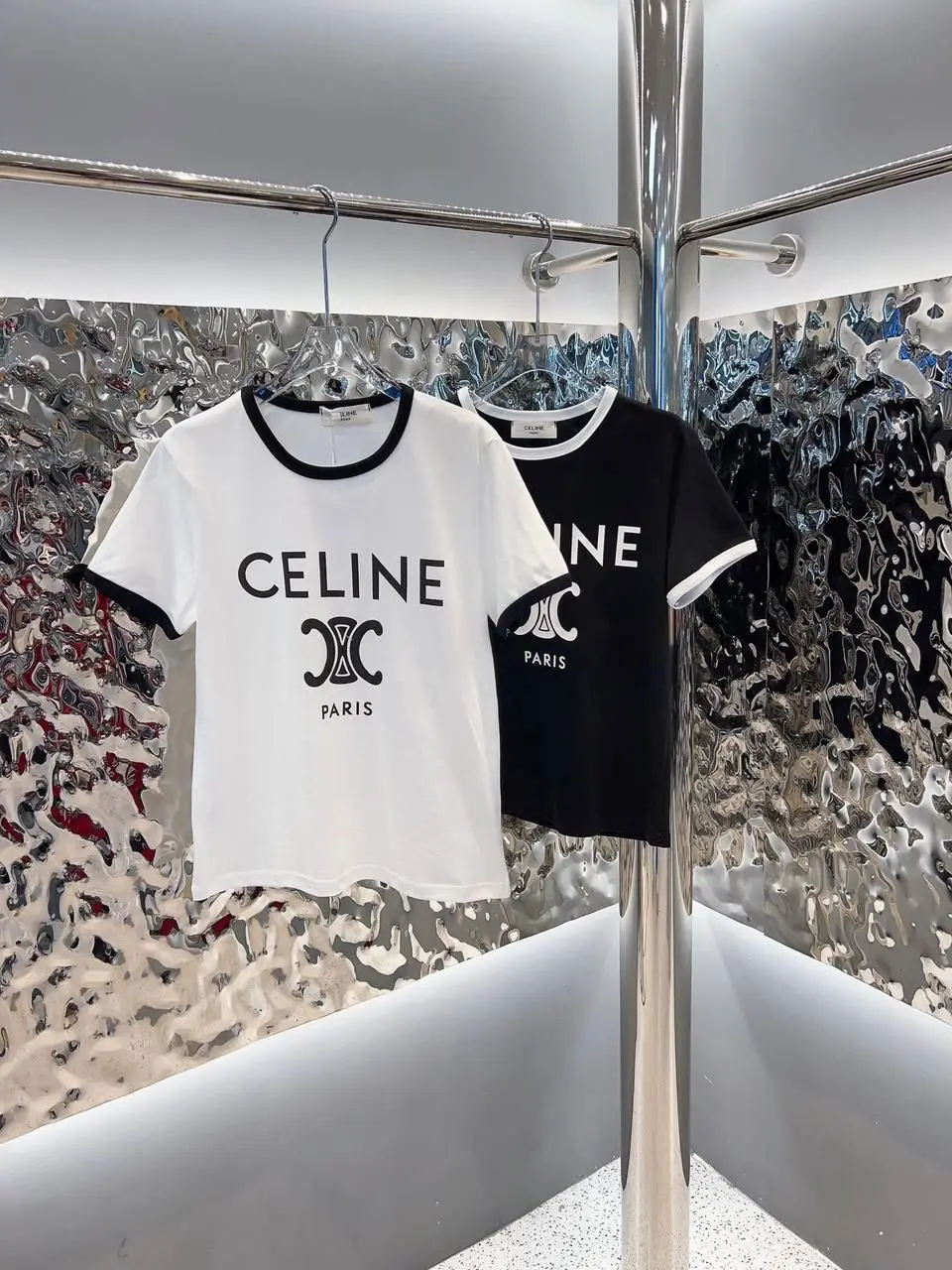 CELINE Ribbed Knit Cotton T-Shirt CELINE Ribbed Knit Cotton T-Shirt