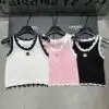 CHANEL Sparkling Silver Beaded Halter Top