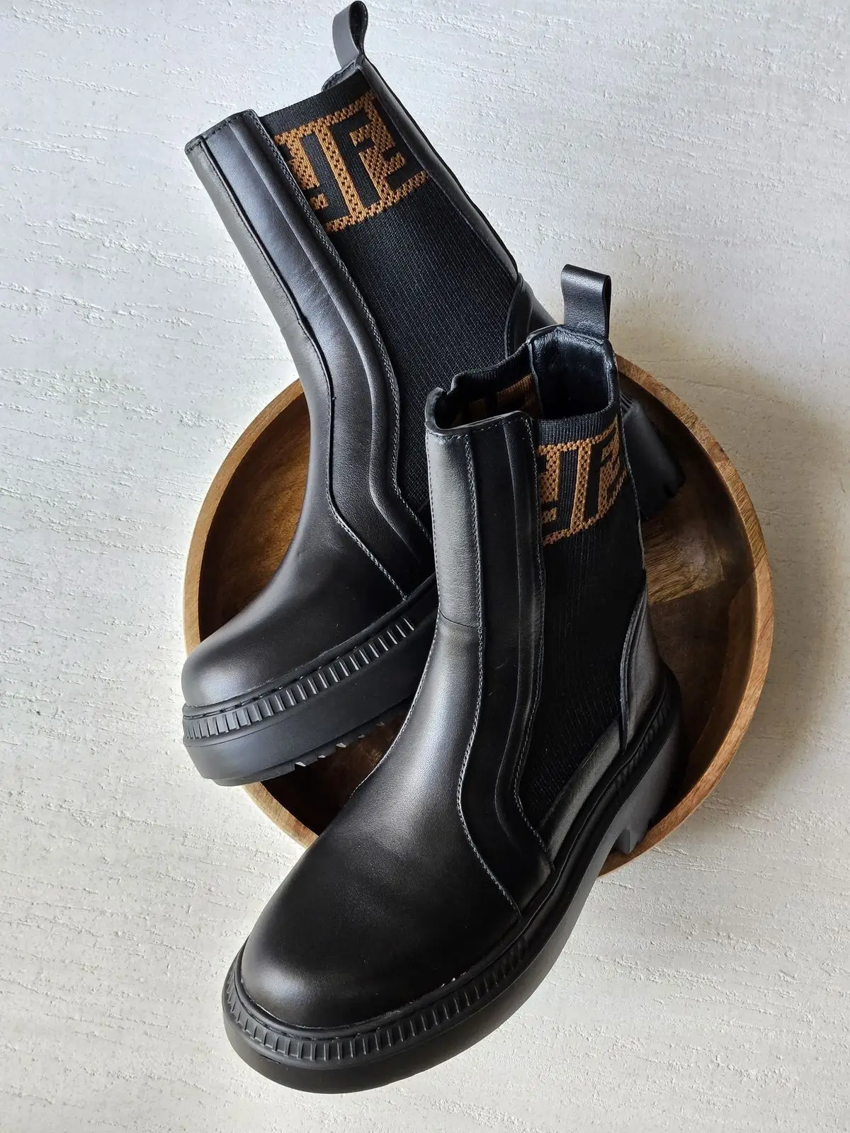 FENDI Domino Leather Biker Boots FENDI Domino Leather Biker Boots
