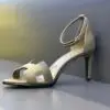 HERMES Beige Leather Ankle Strap Sandals