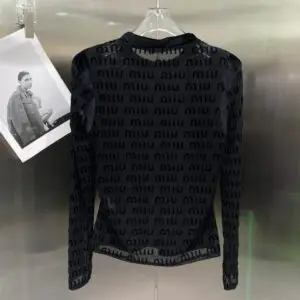 MIU MIU Tight-Fitting Long Sleeve Crop Top
