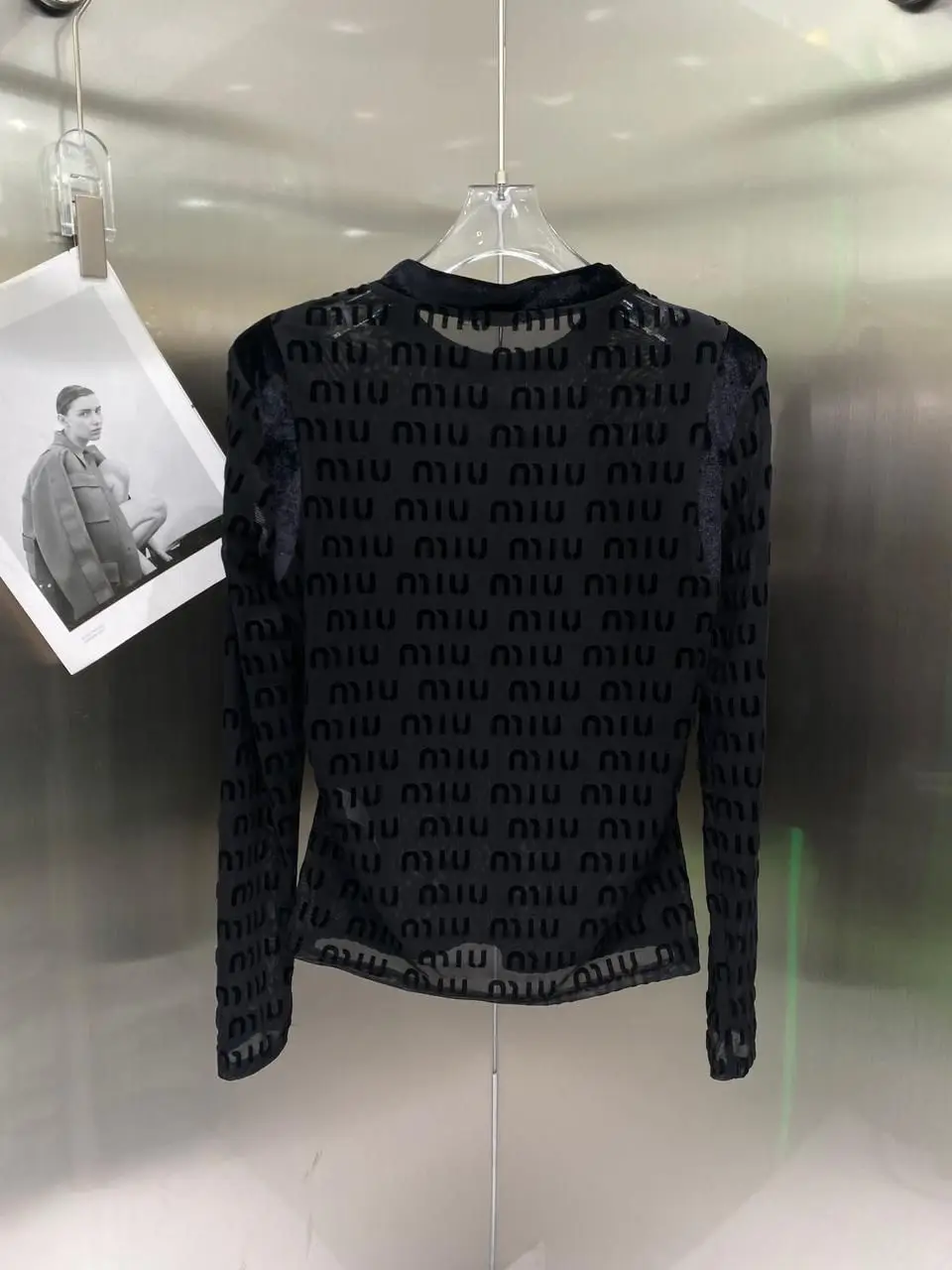 MIU MIU Tight-Fitting Long Sleeve Crop Top MIU MIU Tight-Fitting Long Sleeve Crop Top