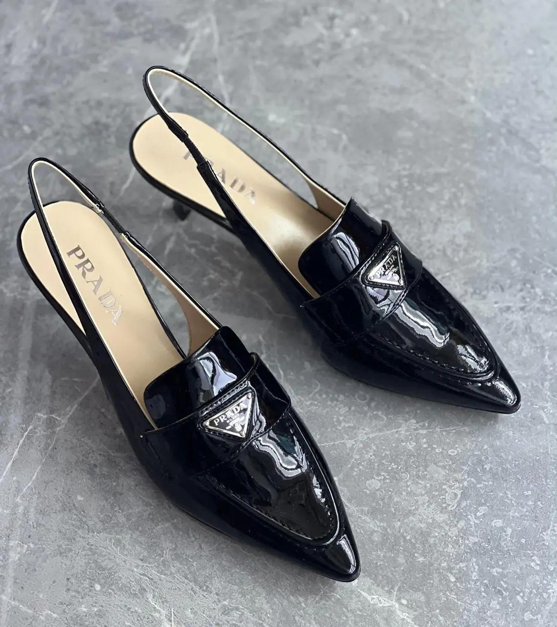 PRADA Patent Leather Slingback Pumps PRADA Patent Leather Slingback Pumps