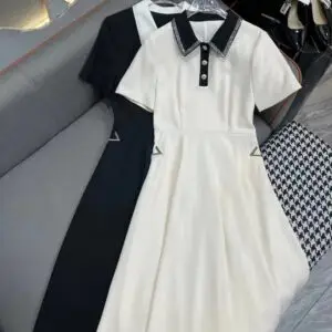 Valentino-Style Pleated Polo Skirt