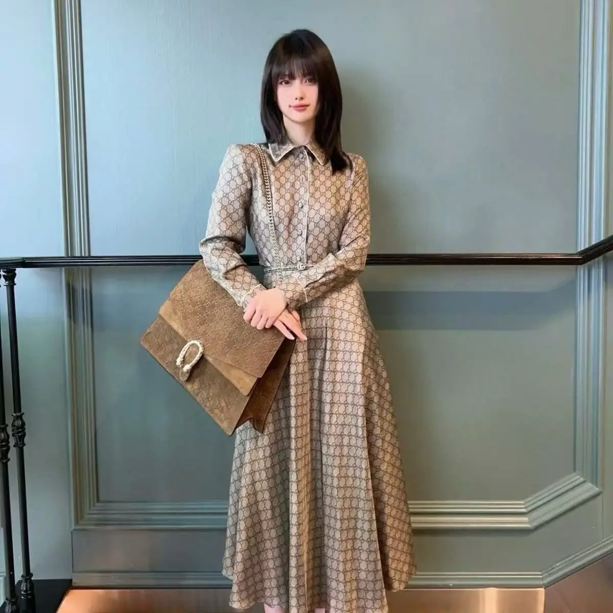 GUCCI Khaki Midi Dress GUCCI Khaki Midi Dress