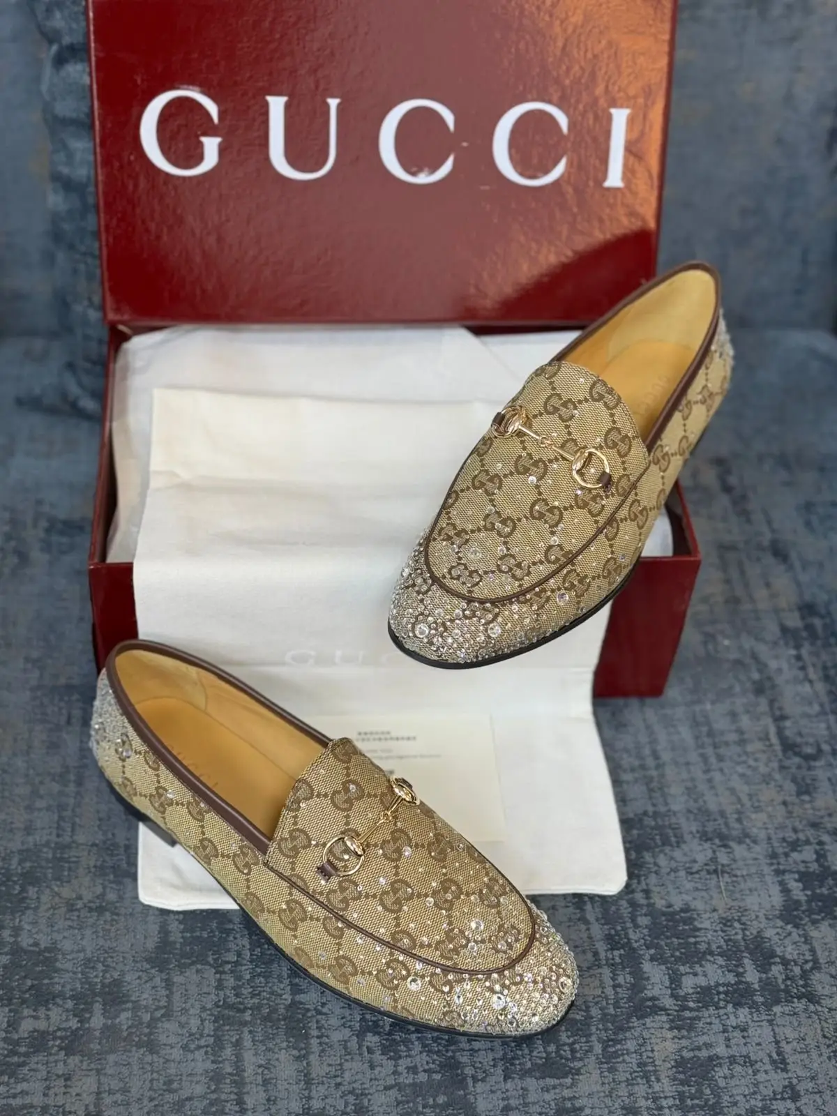 GUCCI Crystal Horsebit Loafers GUCCI Crystal Horsebit Loafers