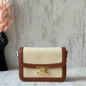 Buy Celine Triomphe Classique Natural & Tan Calfskin Bag | Dubai Luxury Items