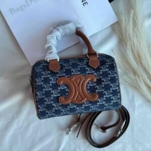 Buy Celine Triomphe Leather Canvas Mini Boston Bag |Bags Dubai - Luxury Master Copy Dubai