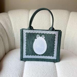 Buy Dior Small Book Tote Green Oblique With White Medaillon