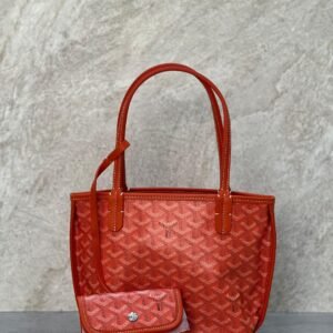 Buy Goyard Anjou Mini Tote Bag Orange Canvas Leather