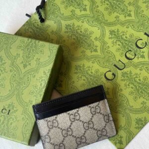 Buy Gucci Card Holder Beige Black GG Supreme Canvas