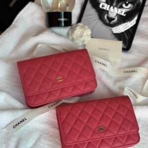 Chanel Classic Wallet On Chain Dark Pink Caviar Leather - Dubai Luxury Items